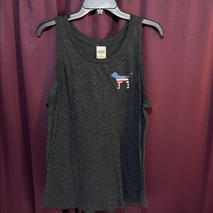 Victoria's Secret Charcoal Tank with Patriotic Dog Graphic